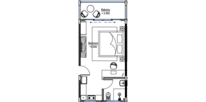 Property floor plan, 1 bedroom in VODOPAD  No. 11012 (2D)